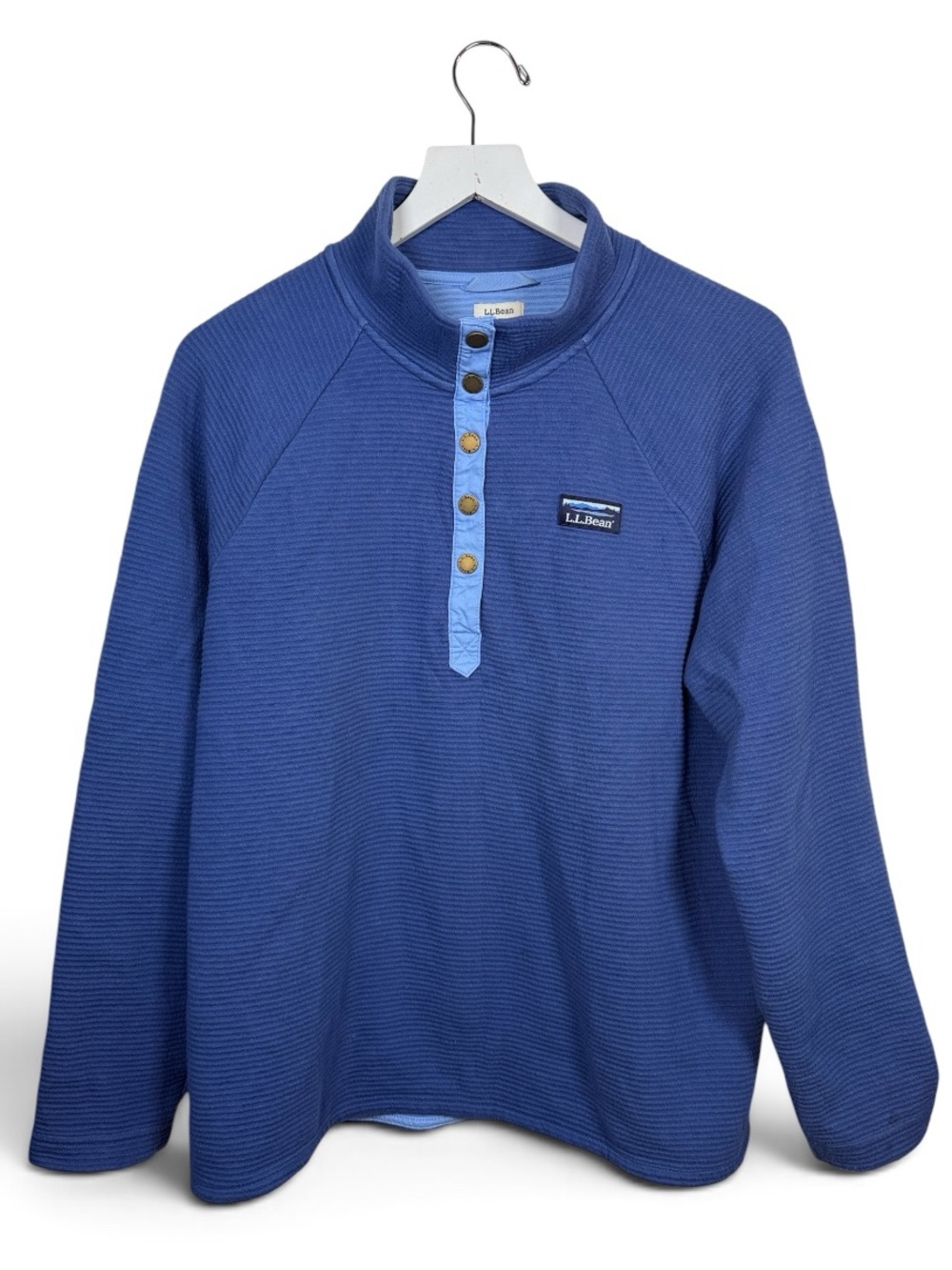L.L. Bean Women's Airlight Knit Snap-front Pullover in Blue W2492 Sz L